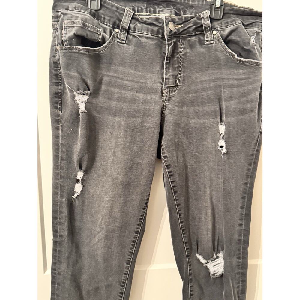 Jag Jeans Plus Sz 18W Black Stretch Denim Girlfriend Raw Edge Ankles Retro Boho